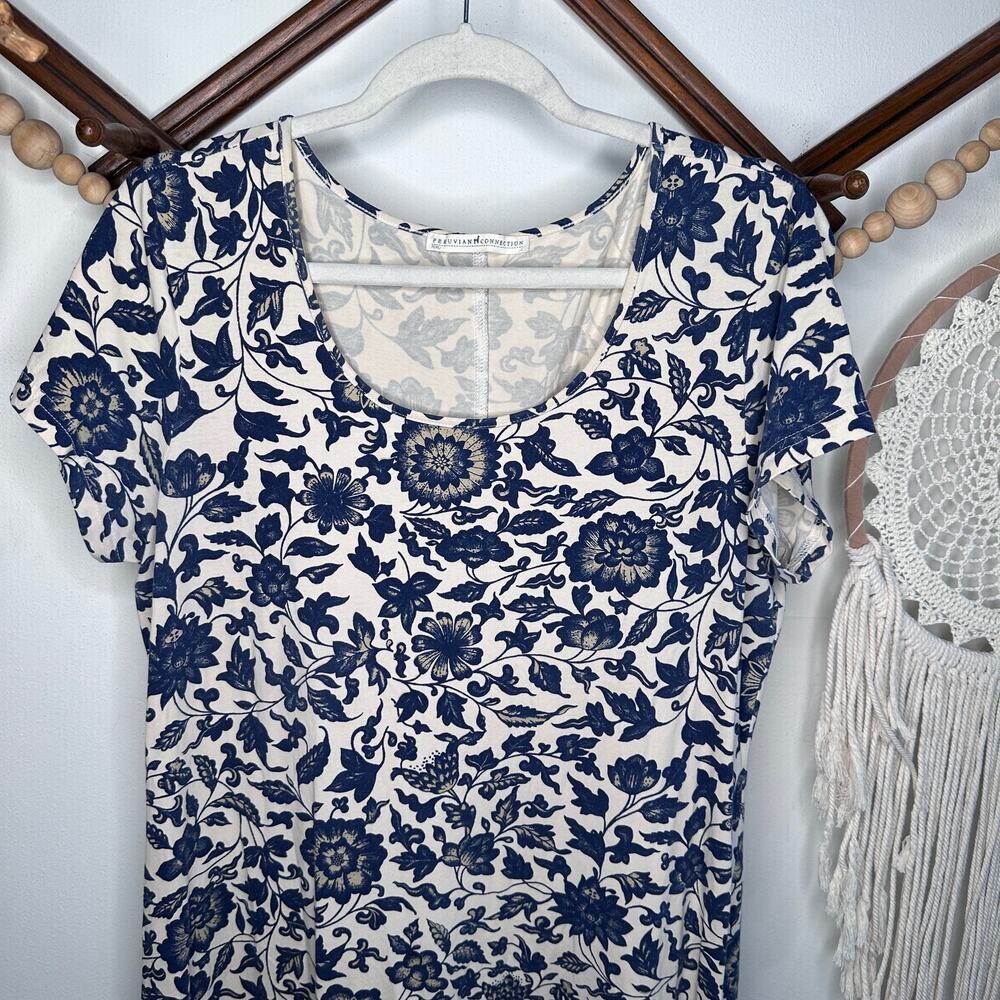 Peruvian Connection Fleur de Chine Navy Blue Floral Dress